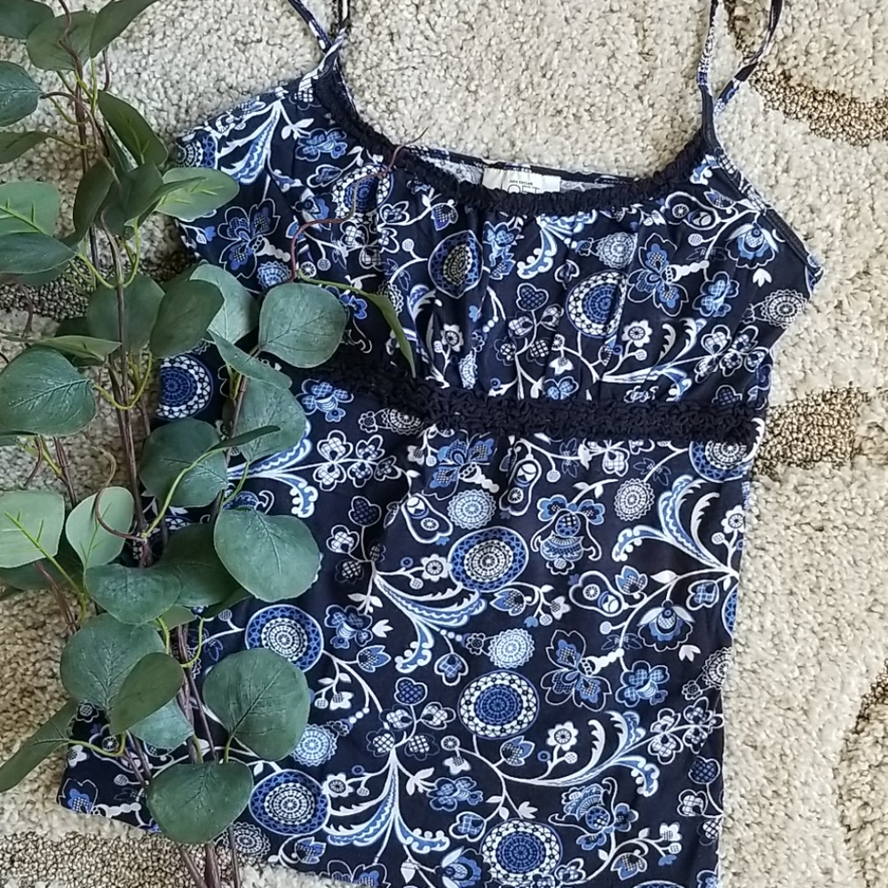 Vintage LOFT Blue Floral Spaghetti Strap Top